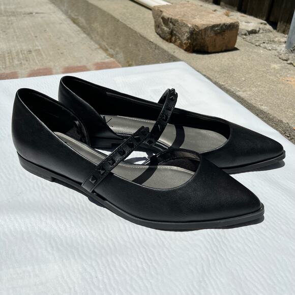 Worthington Womens Cora Pointed Toe Ballet Flats 8.5 Black Mary Jane - Picture 3 of 7